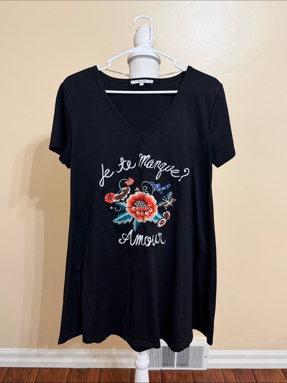 Y2K Miss Me Embroidered Floral Graphic Cotton Shirt Dress